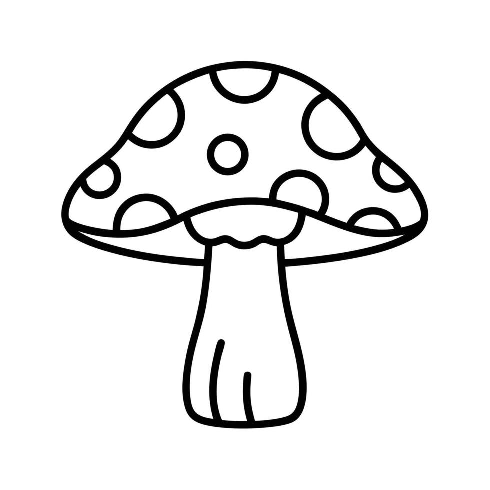 Simple Line Drawing Spotted Mushroom Illustration fungus vector