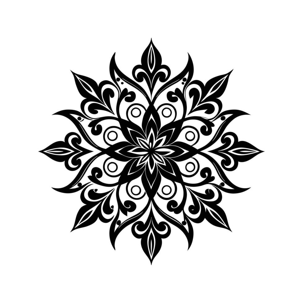 Elegant black and white floral mandala design suitable for decorative elements and artistic projects vector