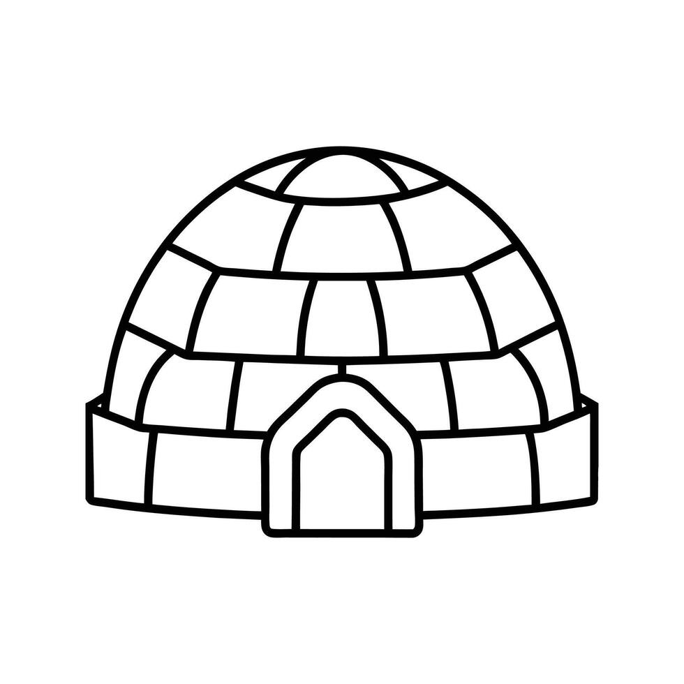 Igloo Line Art Black and White Simple Shelter Icon vector