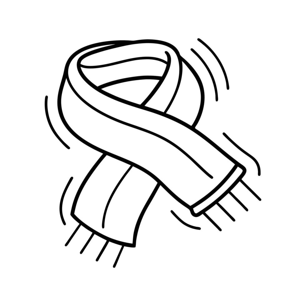 Black Line Drawing of a Winter Scarf Flowing in the Wind vector