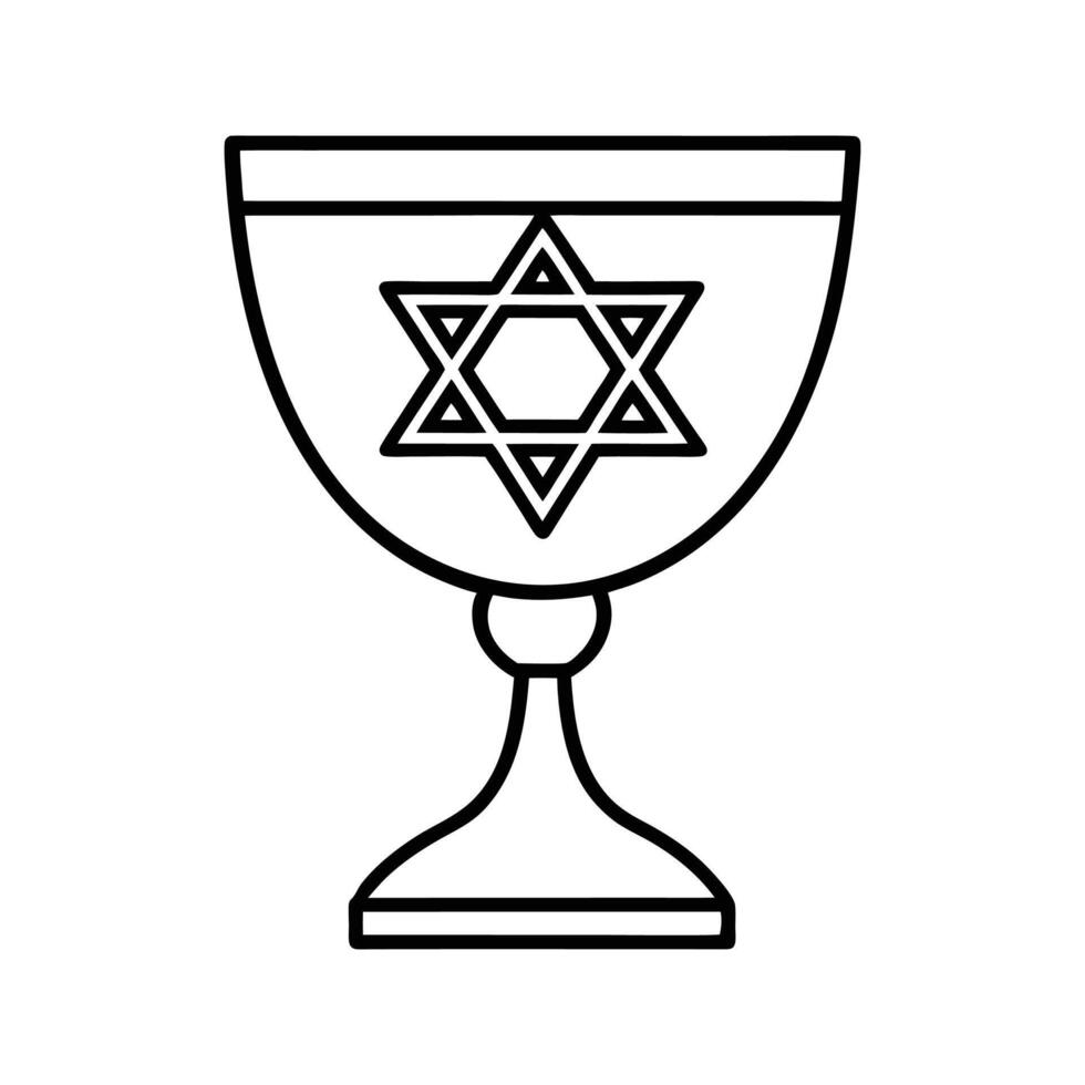 Black Outline Drawing of a Goblet with Star of David vector
