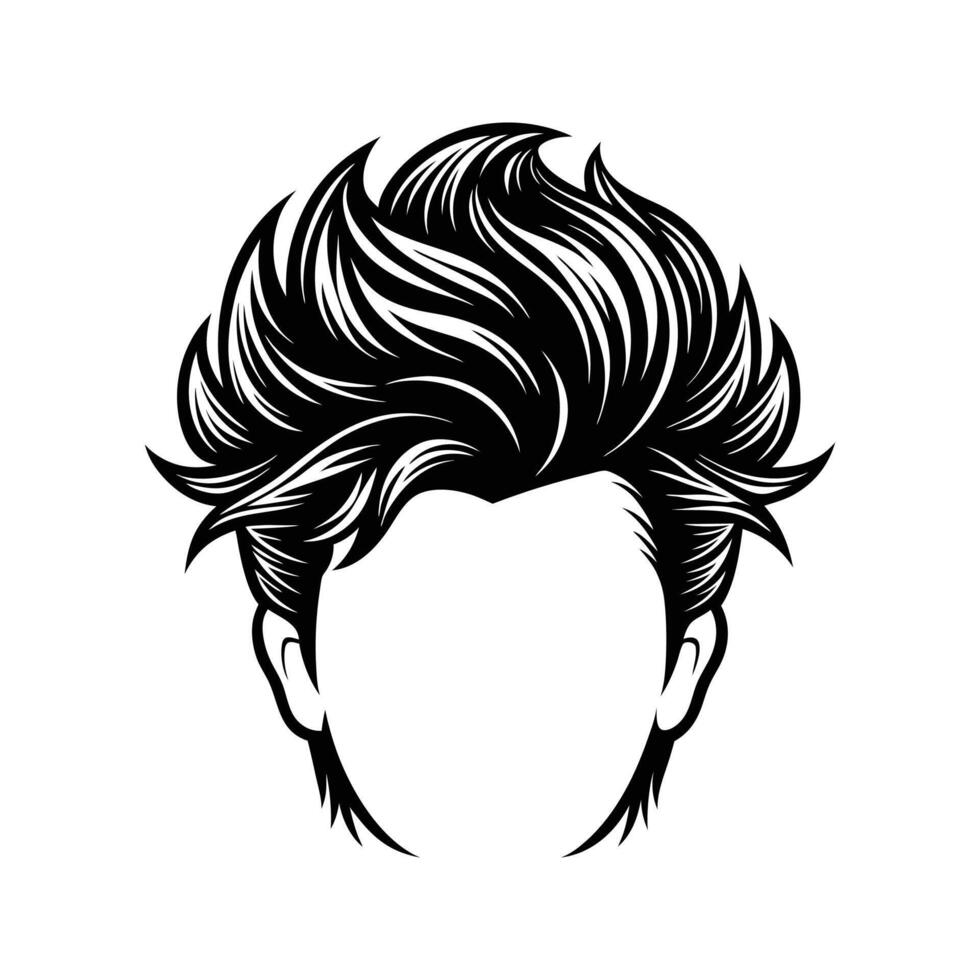 Stylish haircut illustration featuring spiky hairstyle and modern graphic design element vector