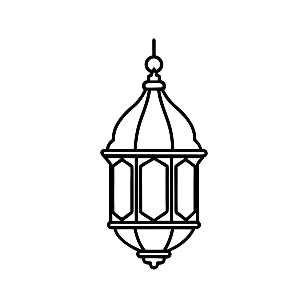 Hanging Moroccan Lantern Line Art Black White Design vector
