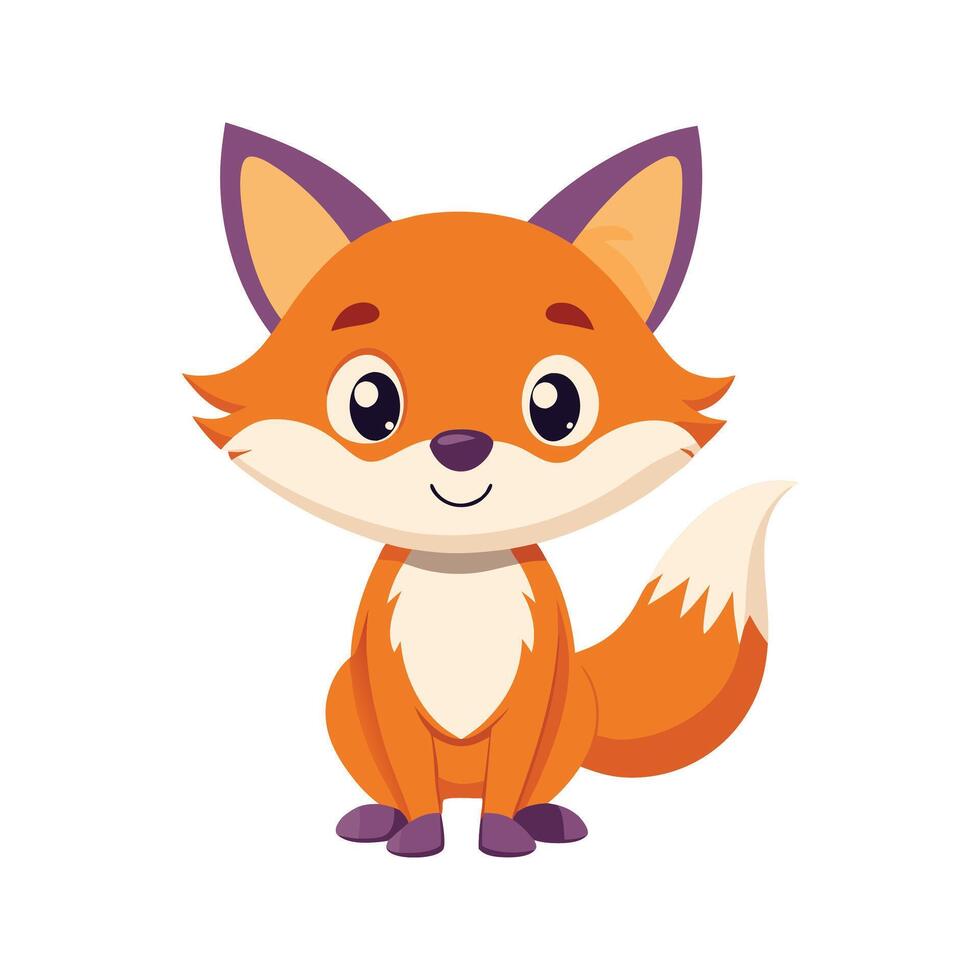 Adorable cartoon fox illustration on a white background perfect for childrens designs and projects vector