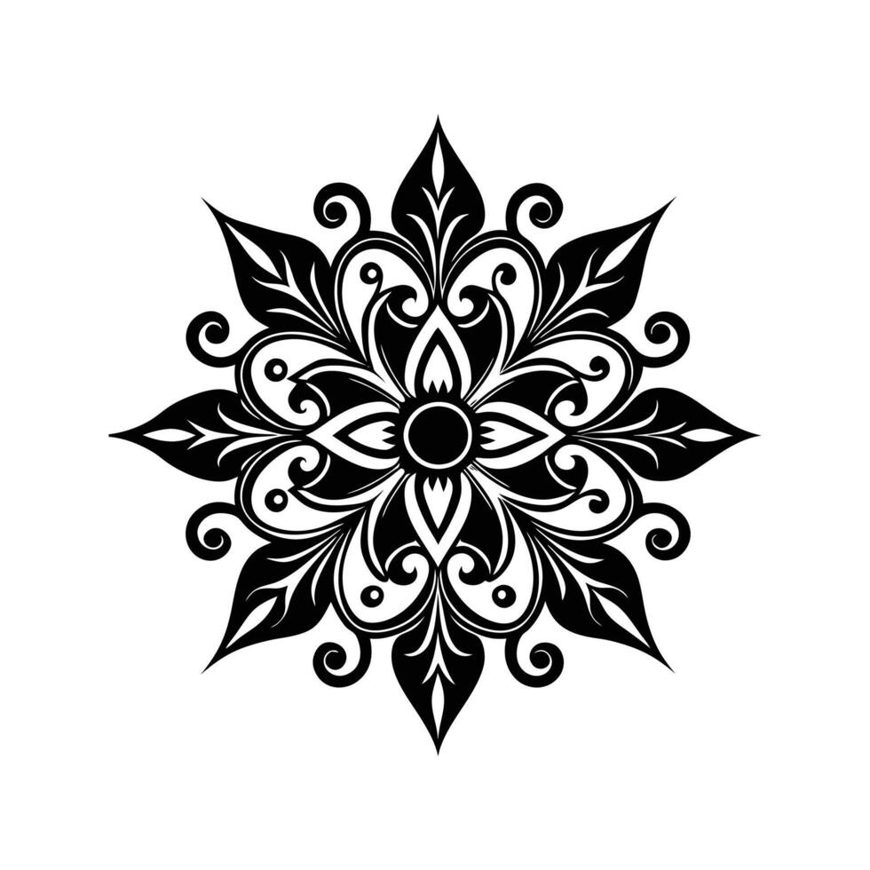 Intricate black floral mandala design elegant ornamental artistic decorative pattern element vector