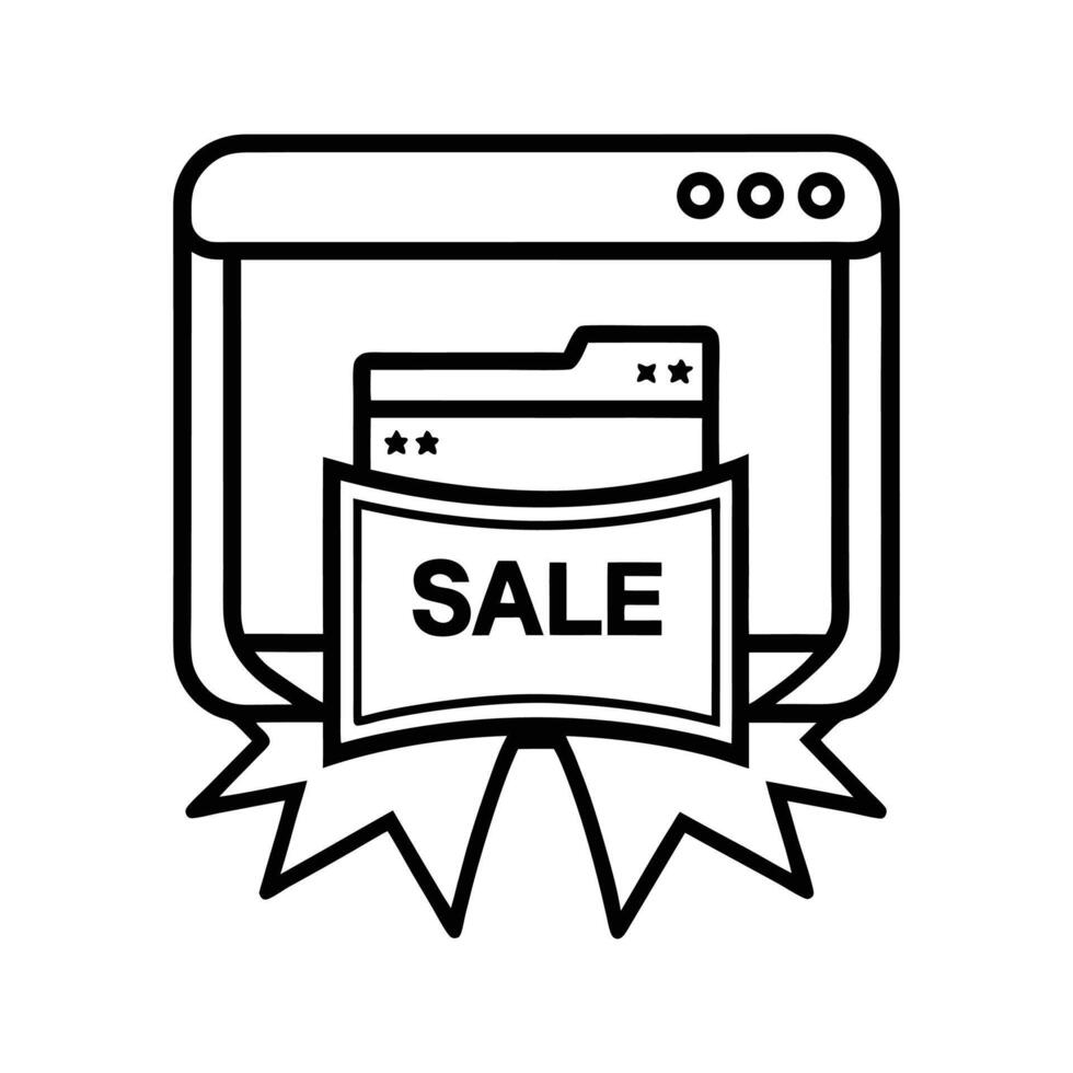 Online Sale Banner Webpage Icon Black Outline website vector