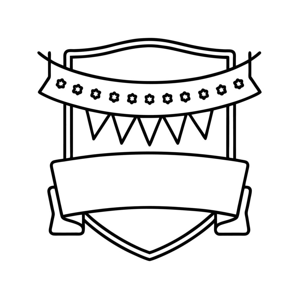 Black Outline Shield Badge Blank Banner Festive Decoration vector