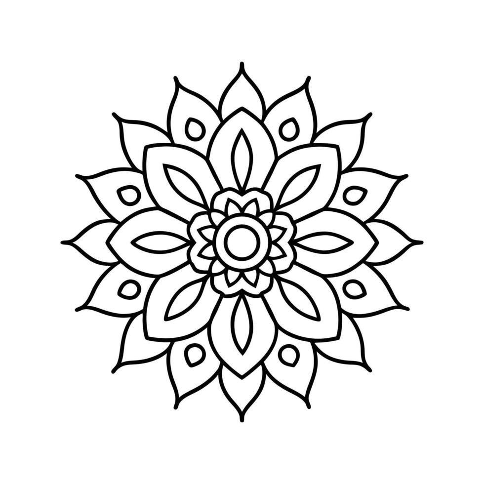 Black and White Mandala Design Circular Pattern Floral Ornament vector