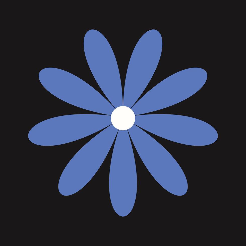 Modern blue flower illustration with bright tones and smooth lines. Conceptual elegance for spring or summer themes. vector