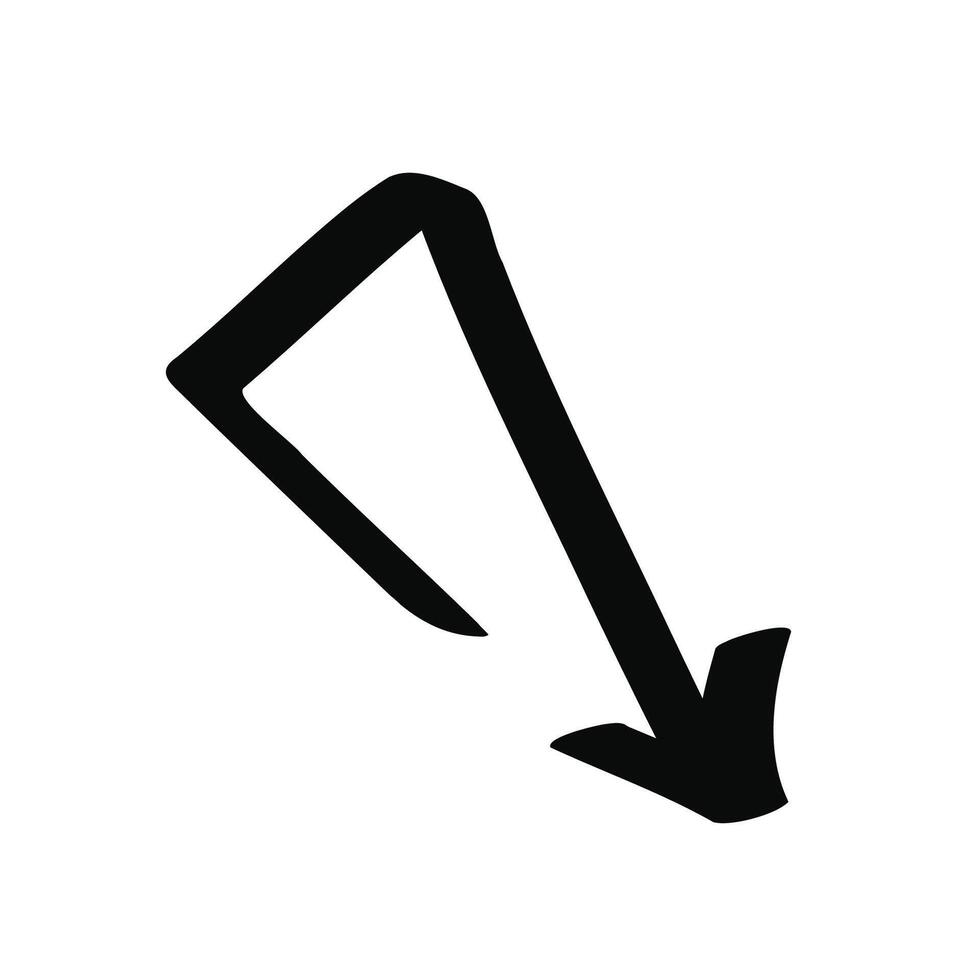 Hand drawn doodle triangle arrow isolated on a white background vector