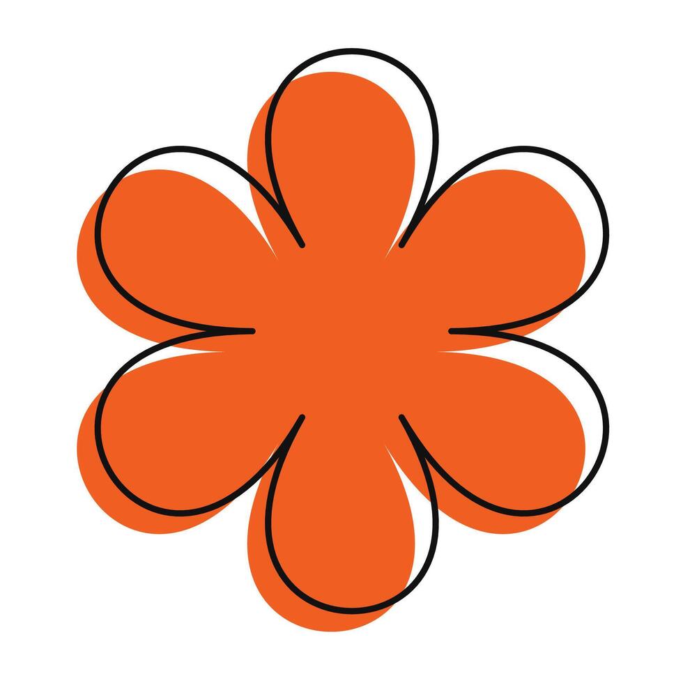 Minimal orange bloom featuring thick black sketch lines. Clean, modern, and full of lively energy. vector