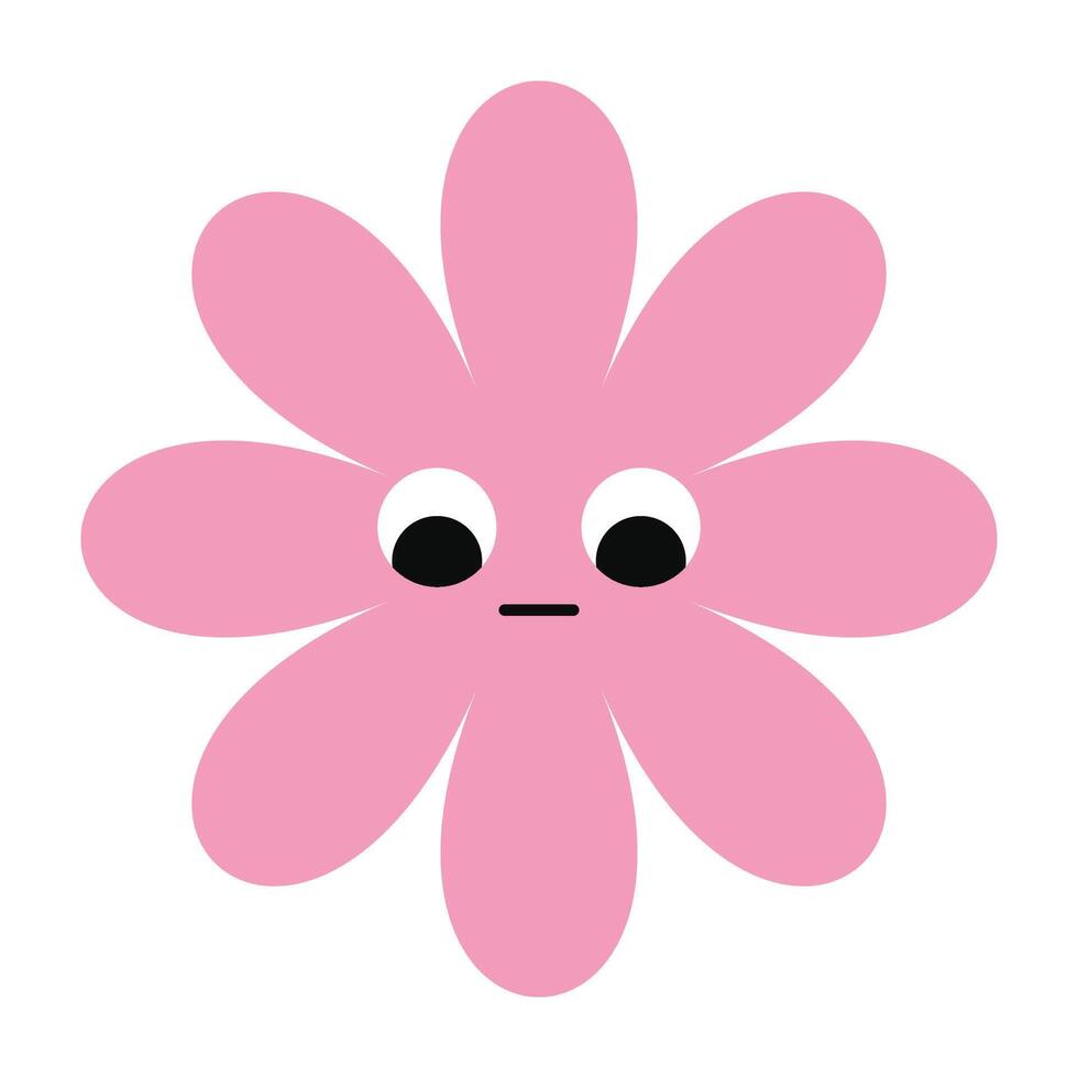 Stylized flower face with bright color and sorrowful mood. Perfect for abstract emotional themes. vector
