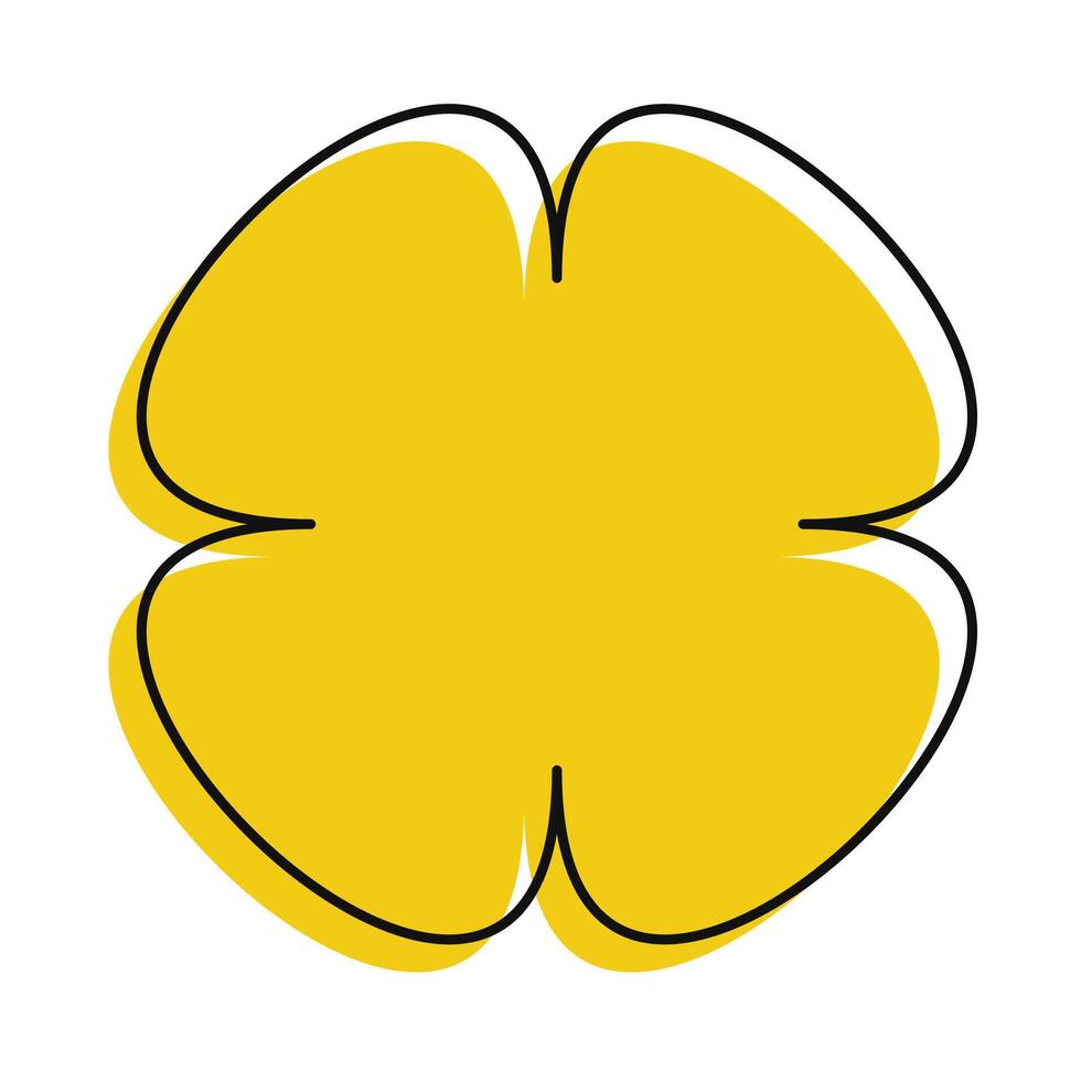 Yellow floral symbol with loose doodle edge and geometric petals. Warm and inviting with retro vibes. vector