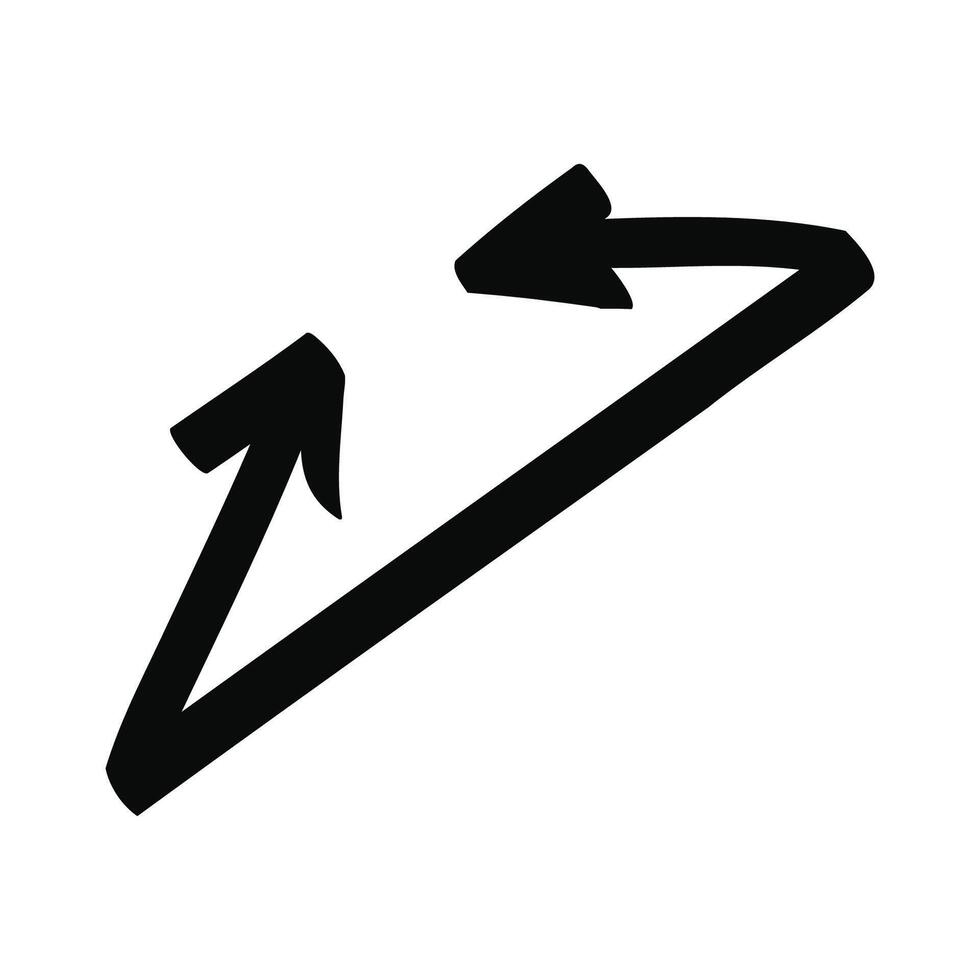 Hand drawn doodle double arrow in a triangle shape isolated on a white vector
