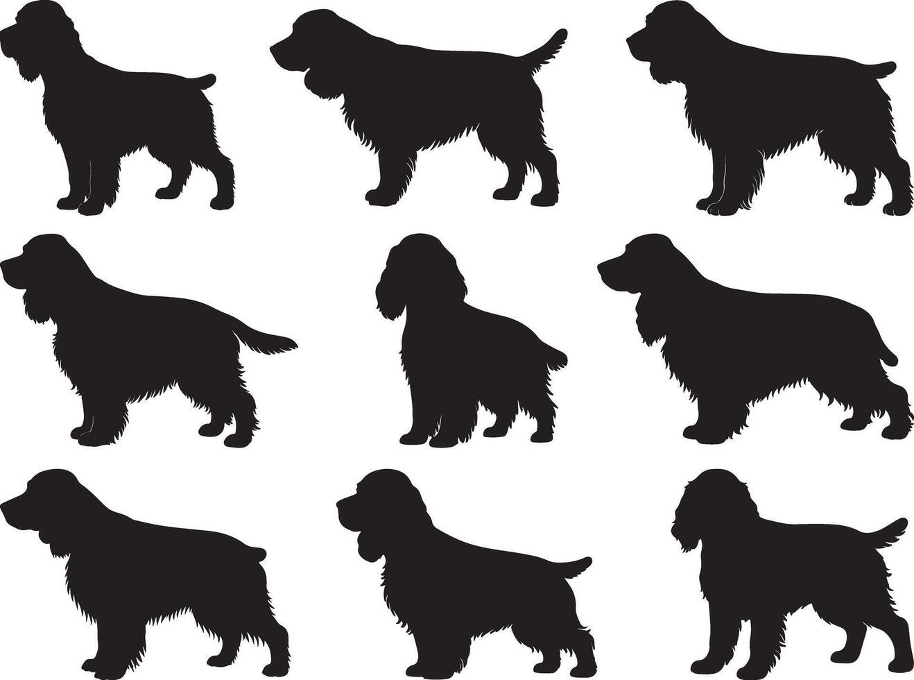 Field Spaniel Dog Silhouette vector