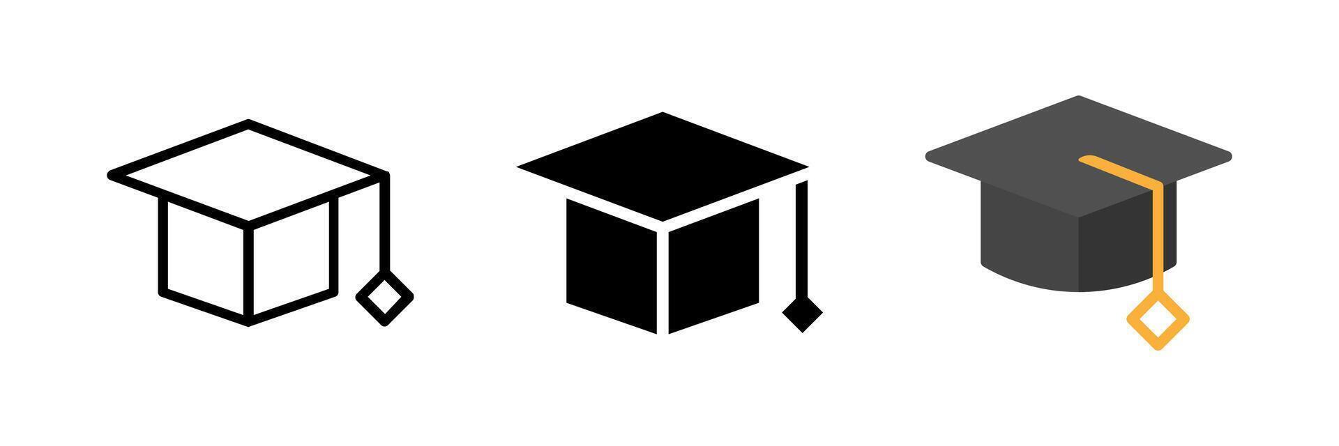 A graduate cap or mortarboard icon, versatile for symbolizing graduation, achievement, academic success, and higher education. vector