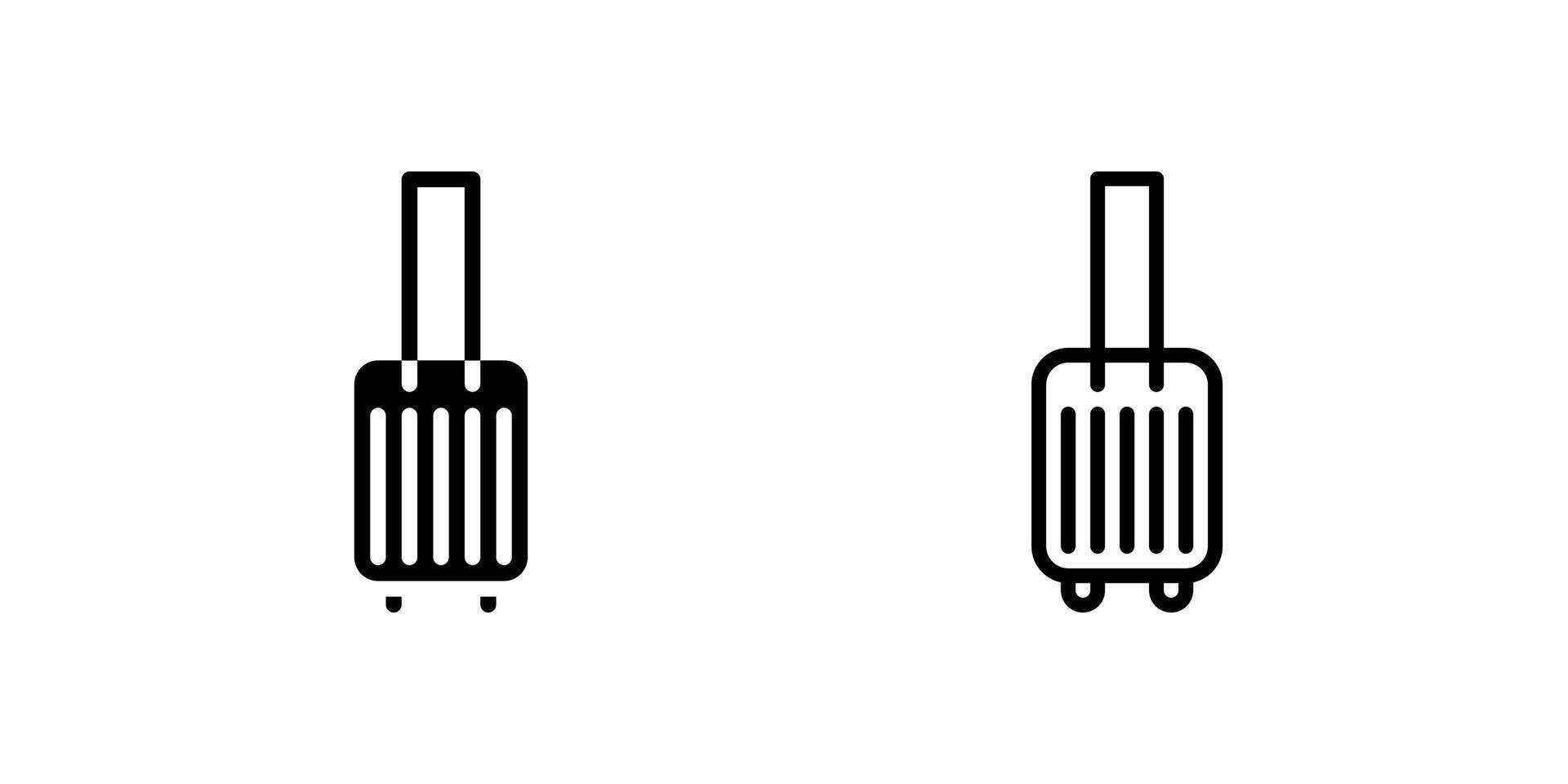 Icon set of rolling suitcase, ideal for packing, travel, and luggage design vector