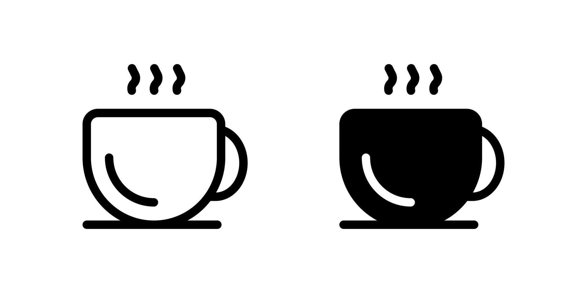 Hot Drink Icon Set. A black icon of a cup with steam, symbolizing hot beverages like coffee or tea. vector