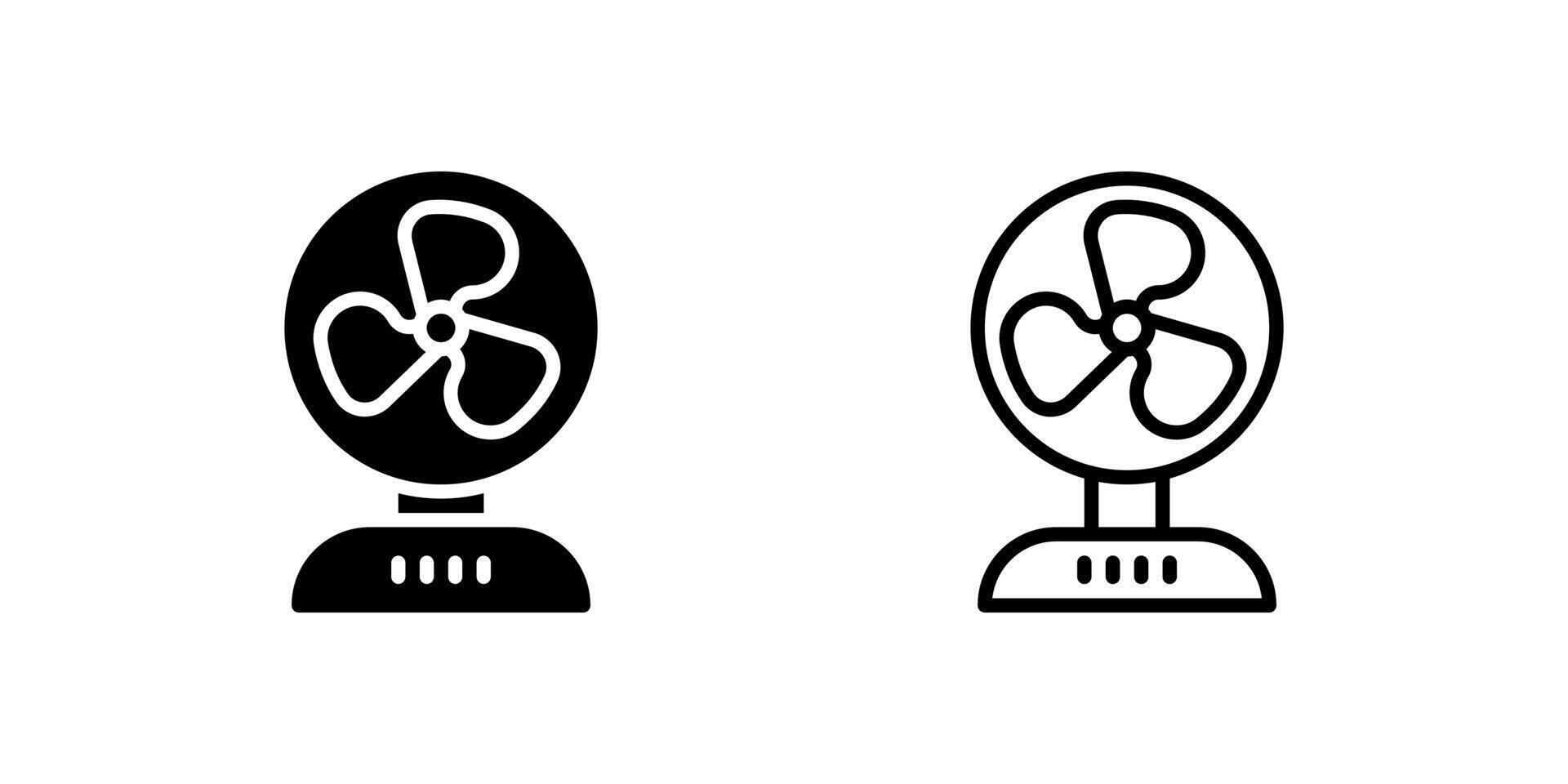 Icon set of standing fan for air circulation and cooling vector