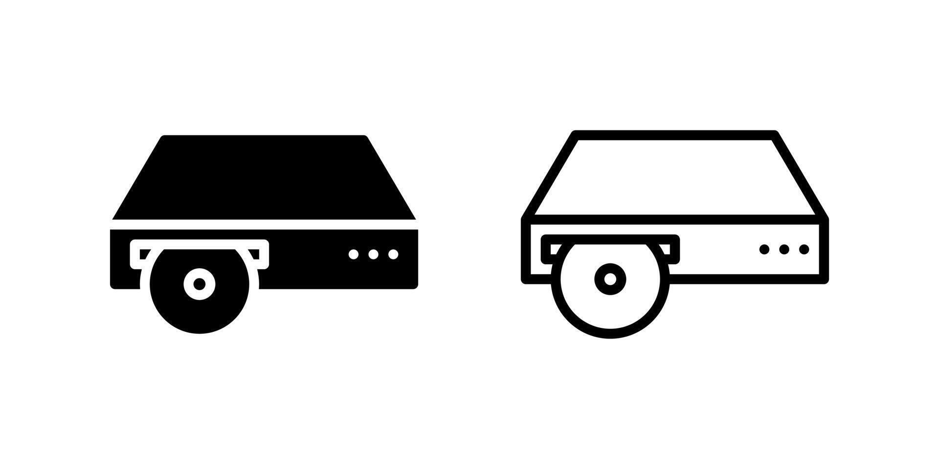 Electronic DVD player icon set for playback and home entertainment vector