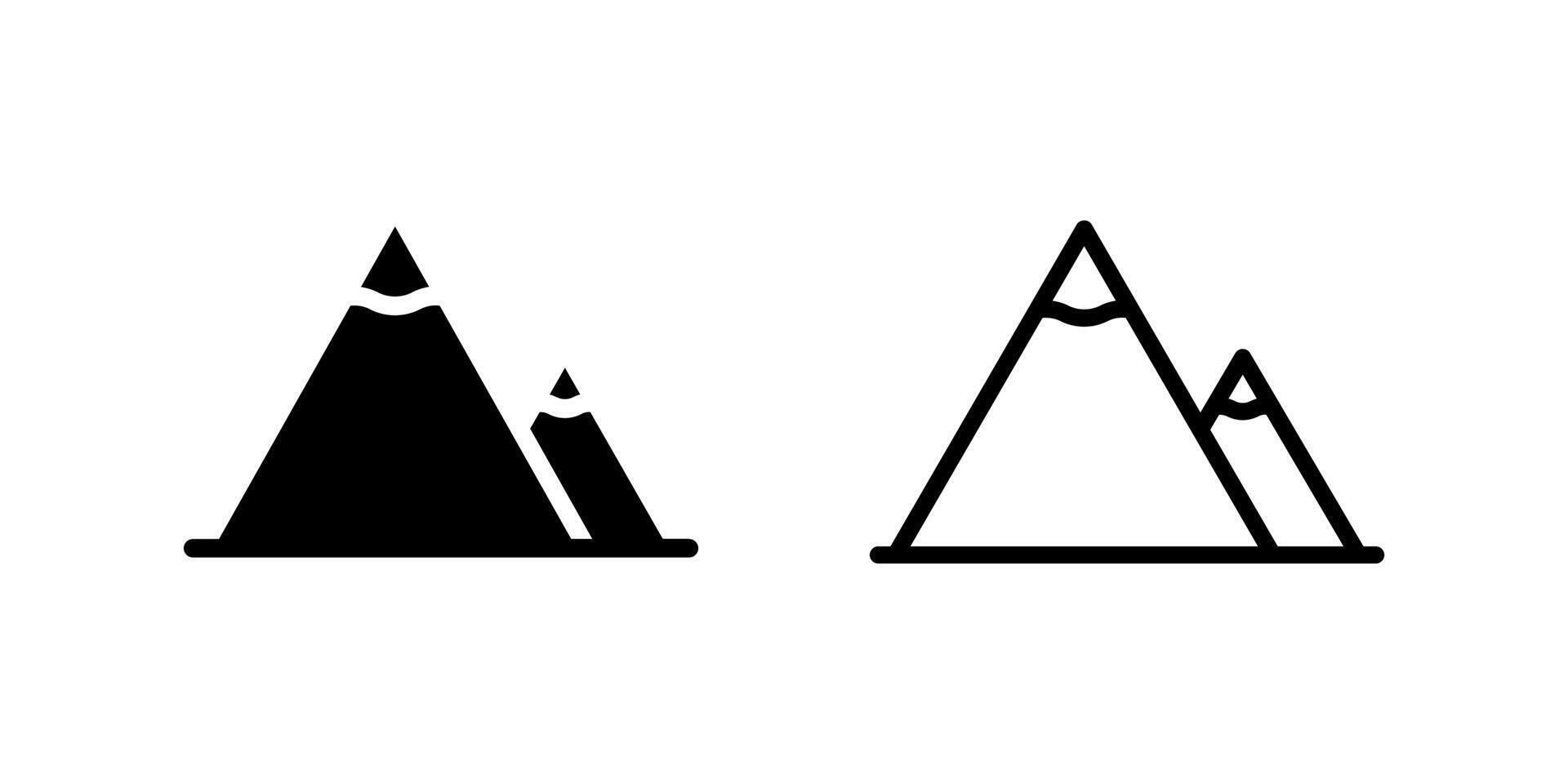 Icon set of mountain peaks, suitable for hiking, adventure, and nature themes vector