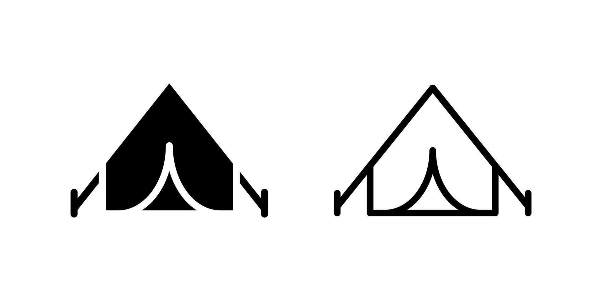 Tent icon set for camping, outdoor, and adventure-related design themes vector