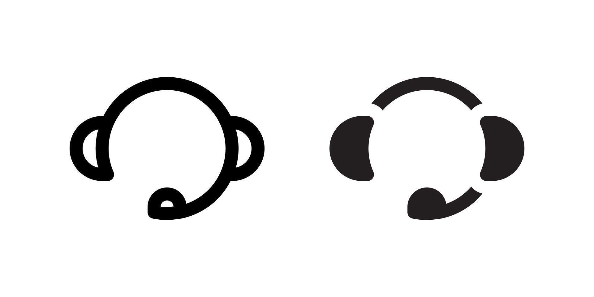 Headset microphone icons, perfect for call centers, gaming, online communication, and virtual meetings. vector