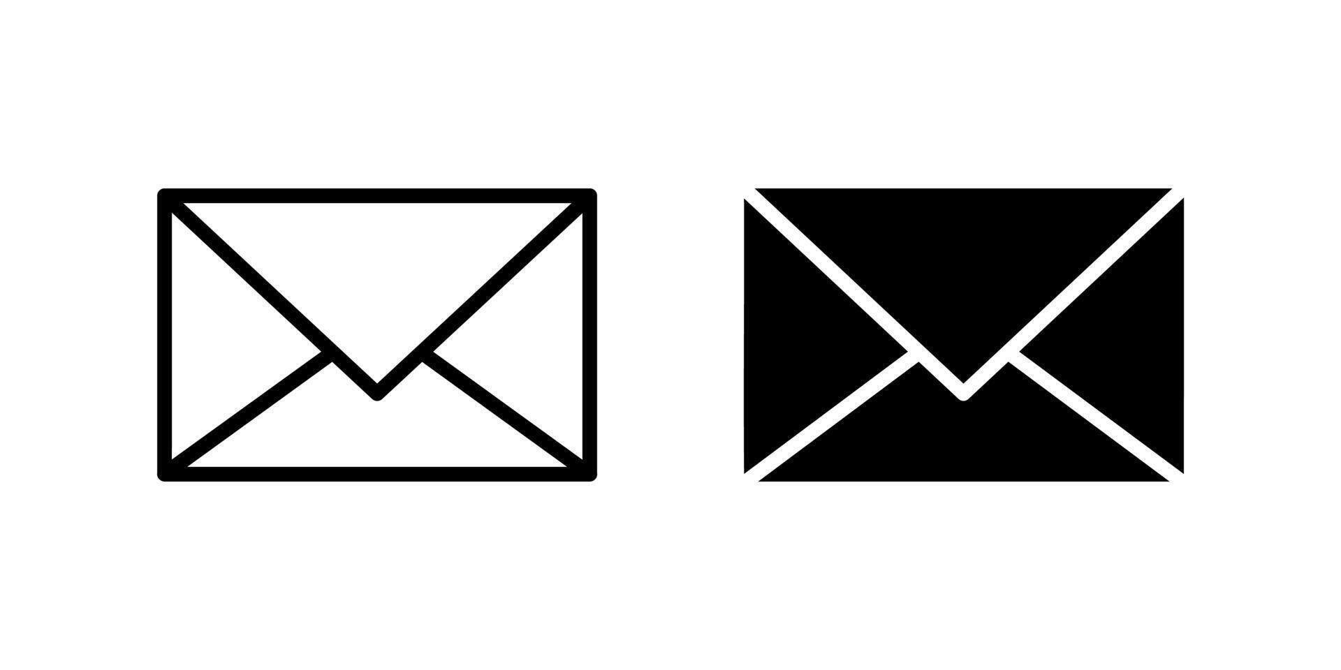 Message Icon Set. A black icon of a message envelope, representing text communication. vector
