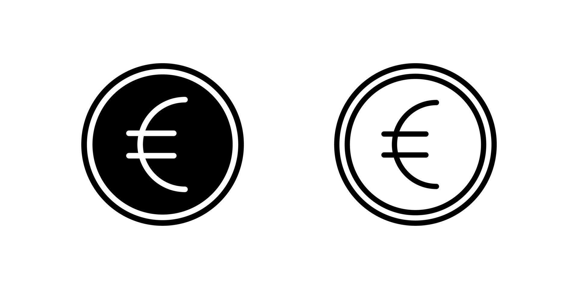 Professional euro currency glyph icons with EUR symbols perfect for international finance and payment applications vector