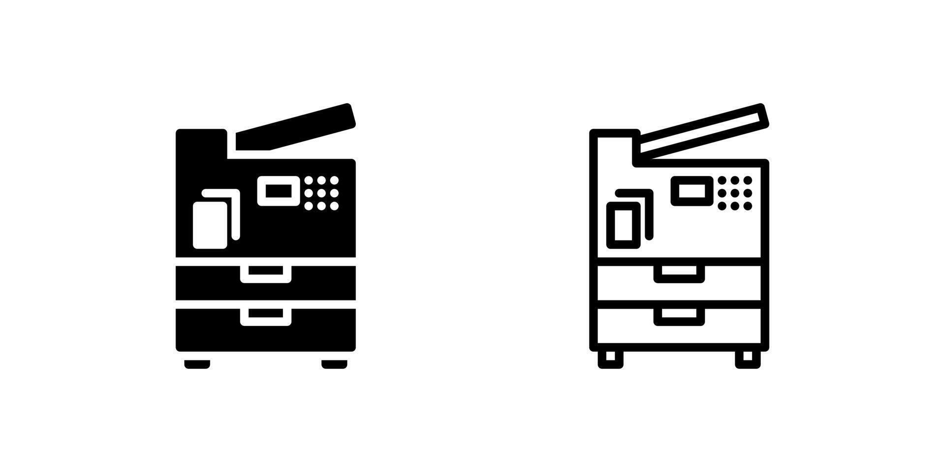 Copy machine icon set for office printing, scanning, and duplication tasks vector