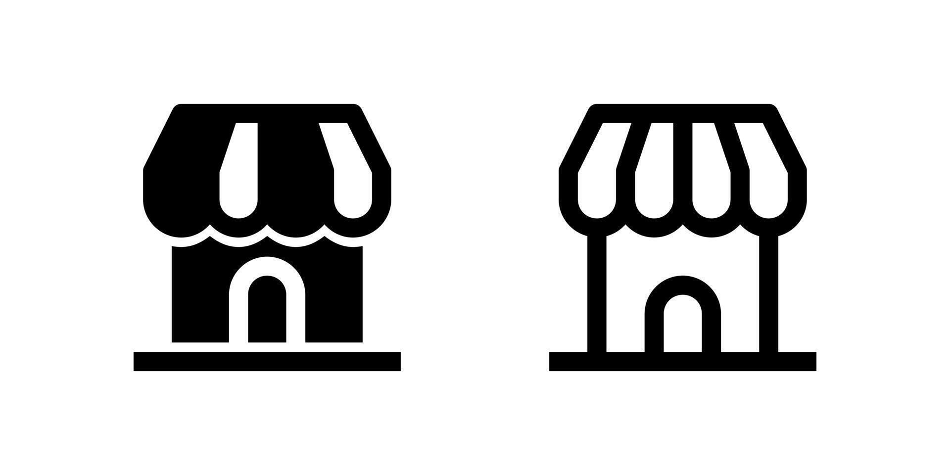 Store icon set Represents retail stores, shopping, business, or e-commerce presence. Suitable for business directories, local search, or shopping apps. vector