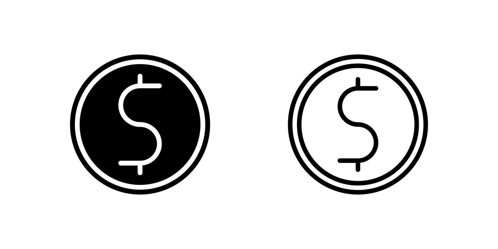 Clean dollar currency icons featuring USD symbols and money representations for financial applications and e-commerce vector