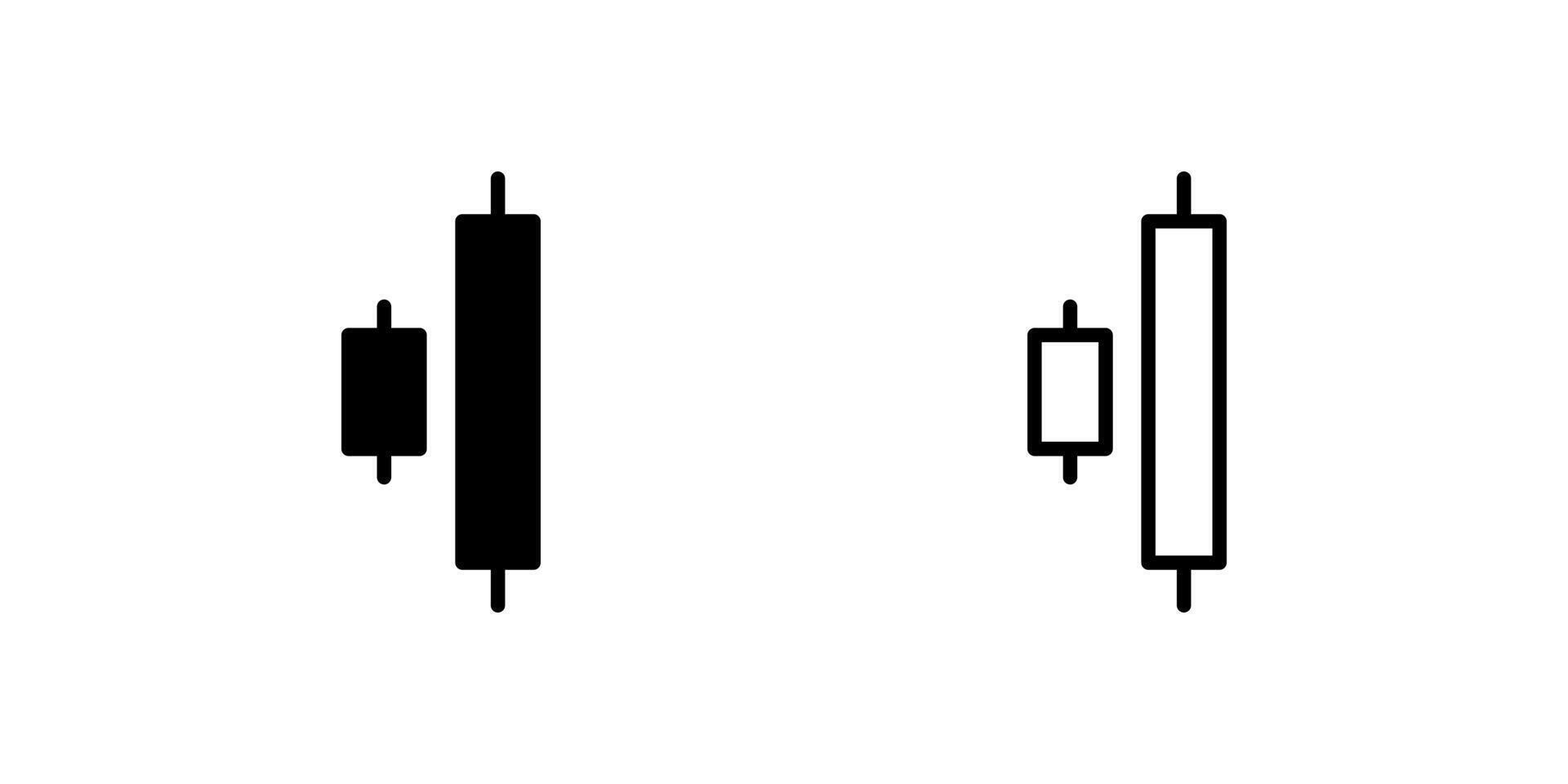 Technical analysis bullish engulfing candlestick pattern icons for trading platforms and financial chart applications vector