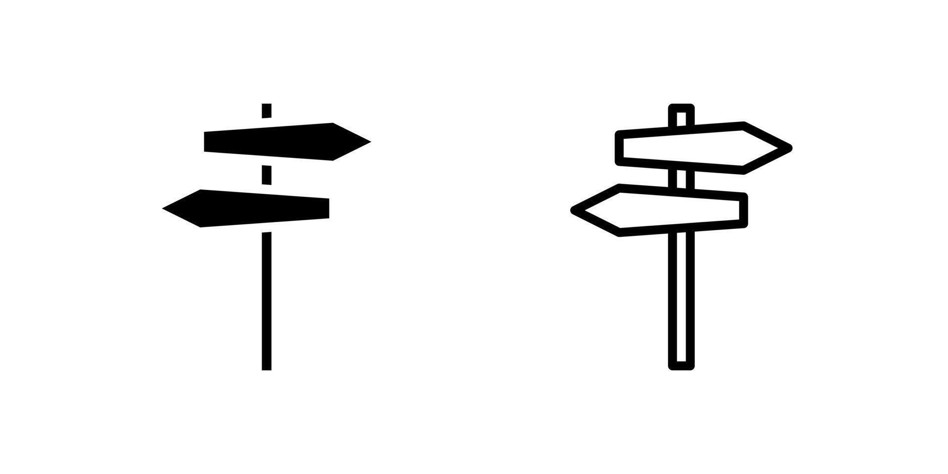 Icon set showing directional signpost, ideal for wayfinding and travel vector