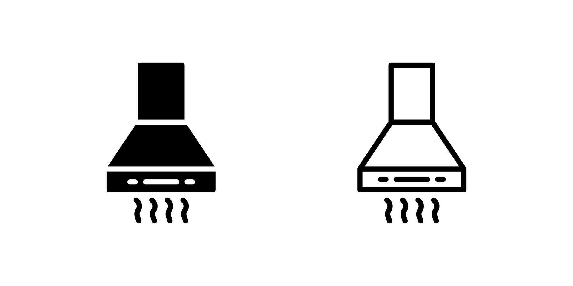 Range hood icon set for smoke and odor extraction in modern kitchens vector