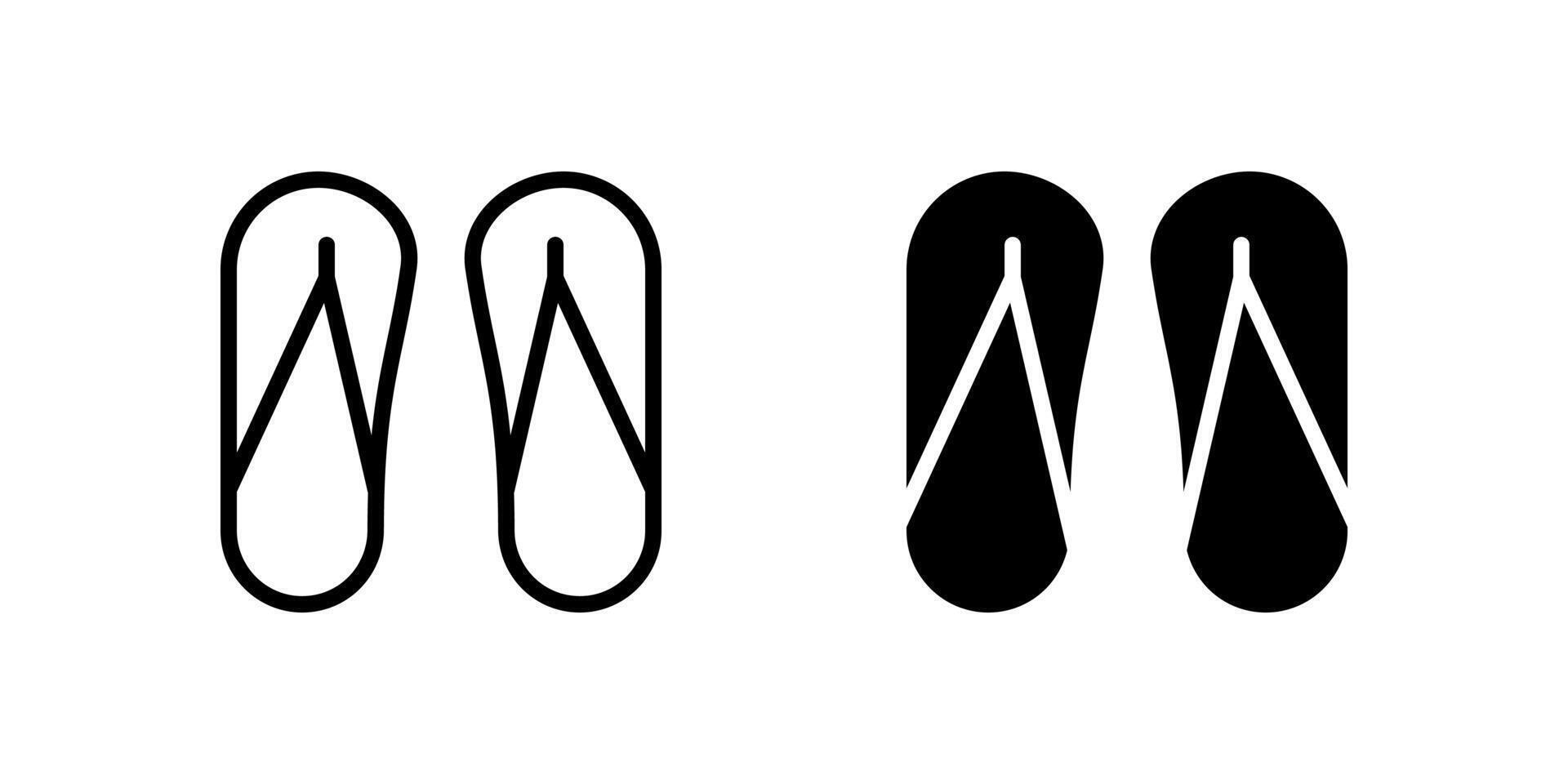 Flip Flops Icon Set suitable for beach or casual footwear themes. vector