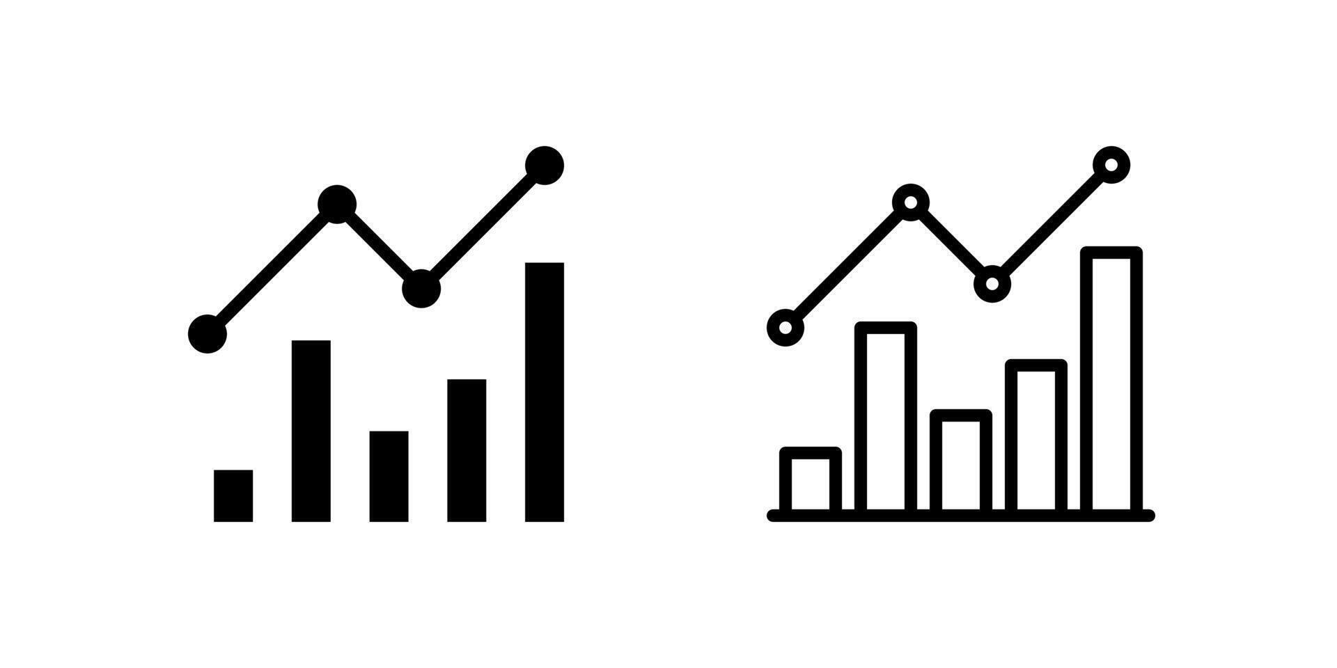 Versatile financial chart icons including bar charts, line graphs, and analytics symbols for business and trading applications vector