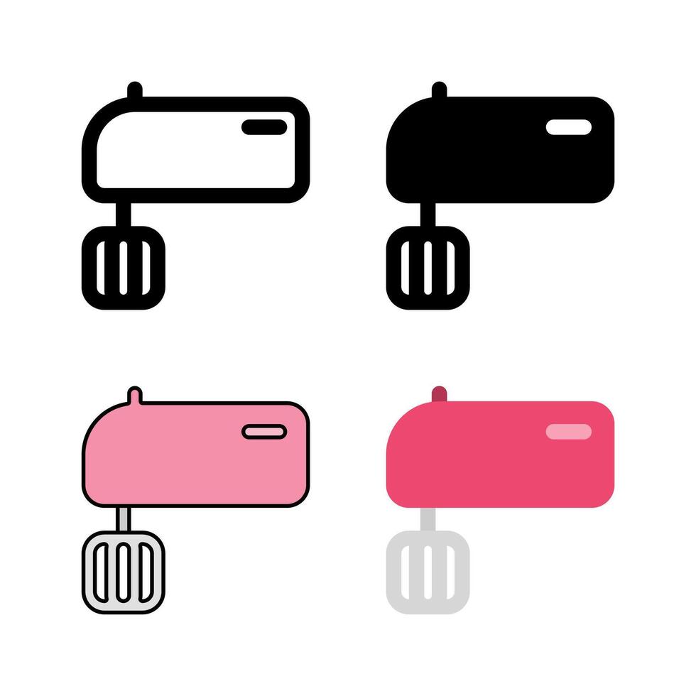 A kitchen mixer appliance icon set, representing baking, blending, and food preparation. vector