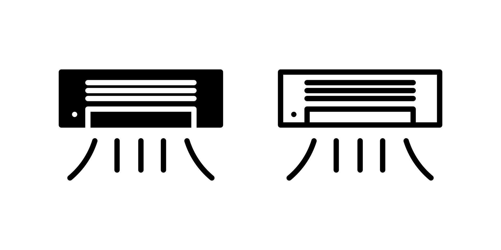 Wall-mounted air conditioner icon set for cooling systems and home appliances vector