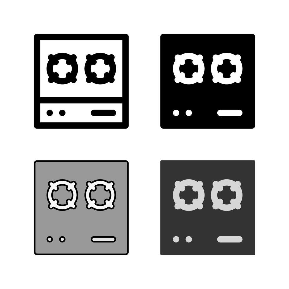 A kitchen stove or cooktop icon set, versatile for representing cooking, heating, kitchen appliances, and meal preparation. vector