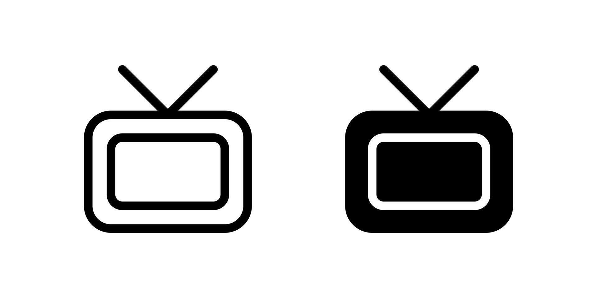 TV Icon Set. A black icon of a television, indicating entertainment in hotel rooms. vector