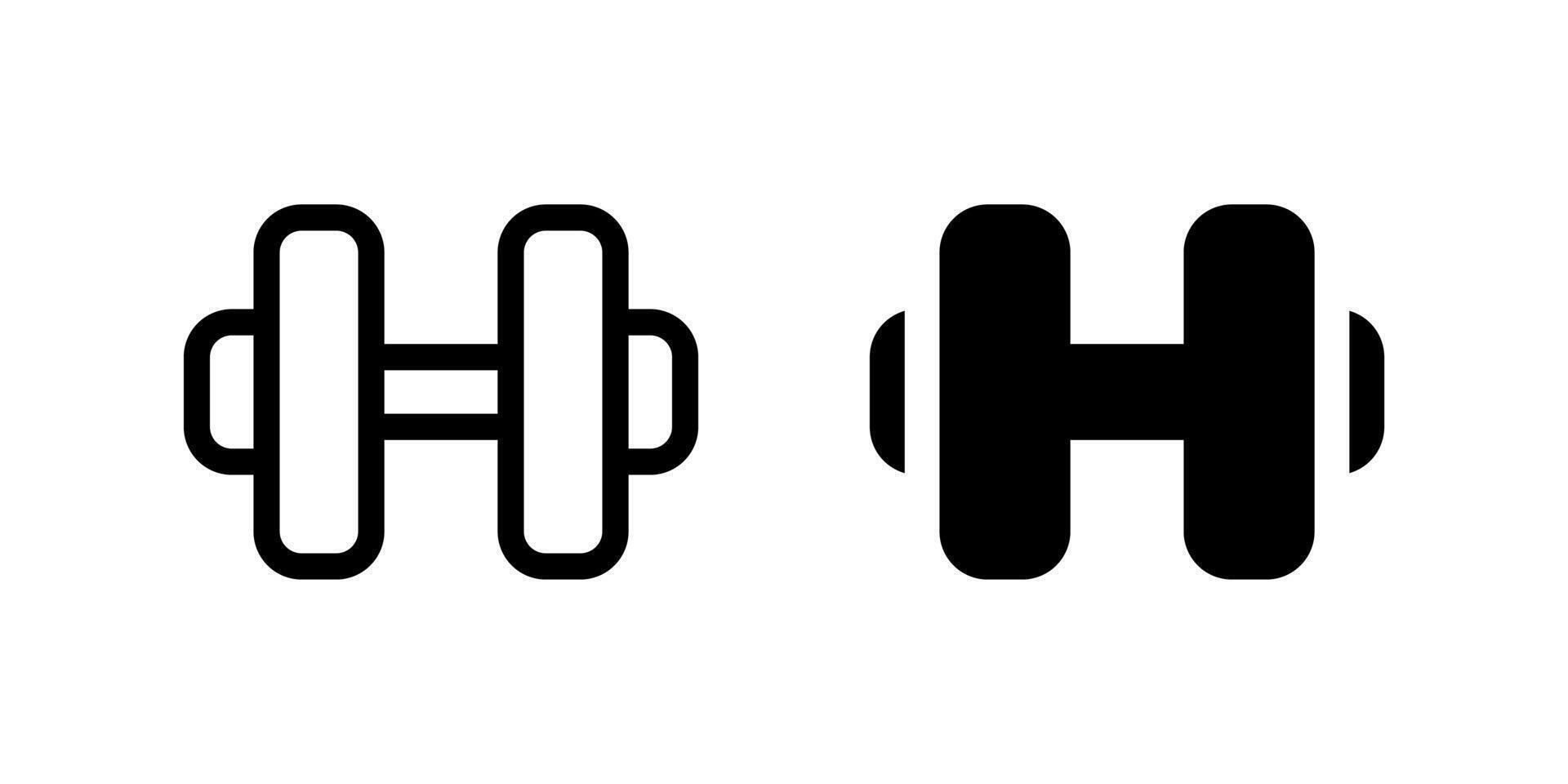 Dumbbell Icon Set. A black icon of a dumbbell, symbolizing fitness or gym facilities in accommodation settings. vector