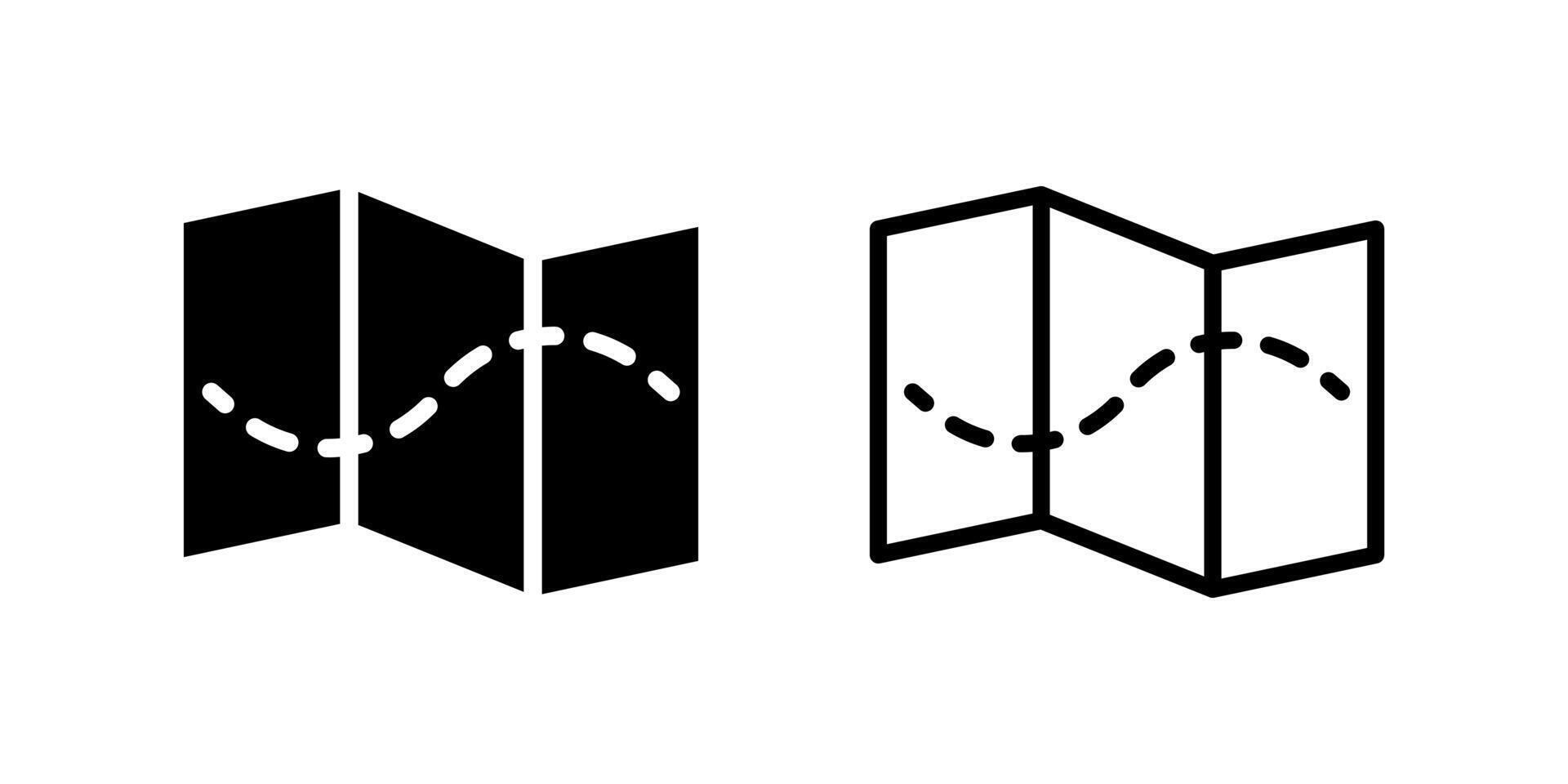 folded map icon set, ideal for travel guides and navigation apps vector