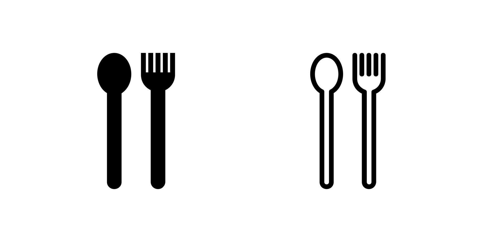 A set of cutlery icons including fork, knife, and spoon, ideal for dining, restaurant, kitchen, and food related services. vector
