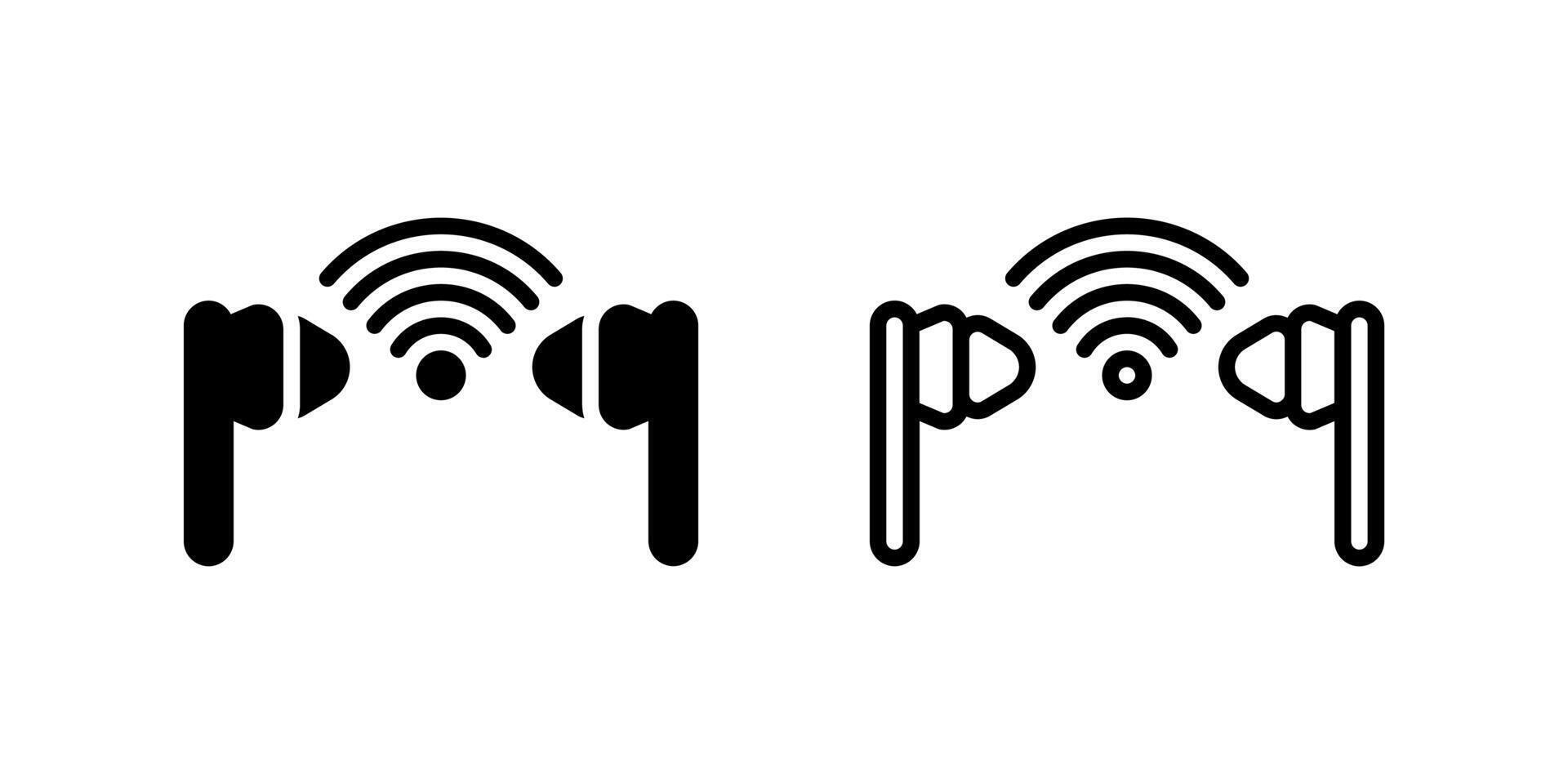 Icon set of wireless earbuds for listening to music, podcasts, or calls vector