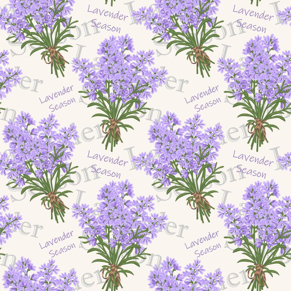 Hand drawn seamless pattern of lavender bouquets vector