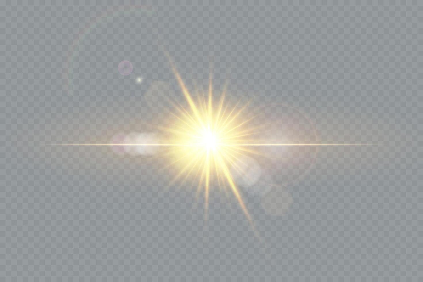 Light flare special effect with rays of light and magic sparkles vector