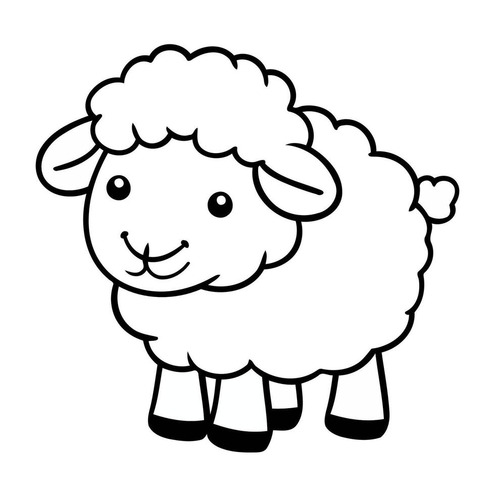 Cute Fluffy Cartoon Sheep Standing vector