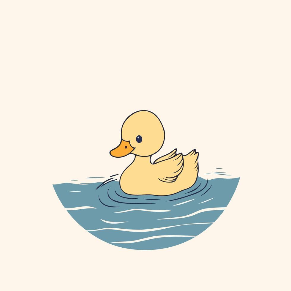 Yellow Rubber Duck Floating Alone vector