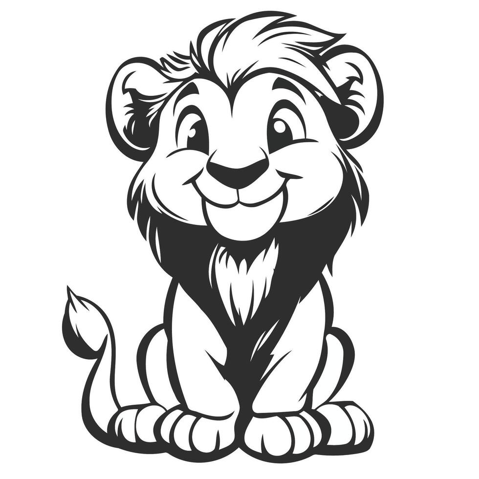 Cute Jungle Lion Cub Sitting vector